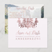 ピックスデザインズ ローズゴールド シャンデリア / フォト / 結婚式のご案内を保存しよう 案内ポストカード (正面/裏面)