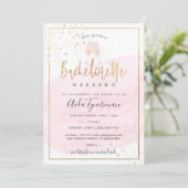 ピックスデザインズ 女子会 週末 ピンクの水彩画 招待状 (スタンド正面)