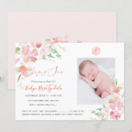 ピックスデザインズ 水彩チーク Sweet Peas Sip+See 招待状