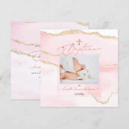 ピックスデザインズ 水彩フラッシュ アゲート 洗礼 女の子 招待状