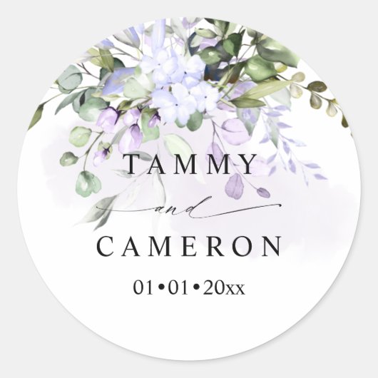 ピックスデザインズ 水彩 ダスティパープル ユーカリ ラウンドシール (正面)