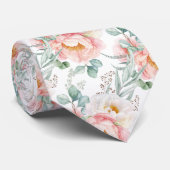 ピックスデザインズ 水彩 フラッシュ ピオニー ユーカリ ネクタイ (ロール)