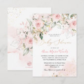 ピックスデザインズ 水彩 フラッシュ ローズ ベイビー シャワー 招待状 (正面/裏面)