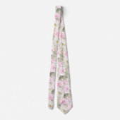 ピックスデザインズ 水彩 フラワーブラッシュ ピンクのバラ DIY 背景 ネクタイ (裏面)