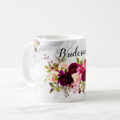 ピックスデザインズ 水彩 ボルドー+青い花 コーヒーマグカップ (正面左)