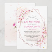 ピックスデザインズ 水彩 桜の花 バット・ミッツヴァー 招待状 (正面/裏面)