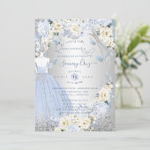 ピックスデザインズ 15歳の誕生日 H2 花 ダスティーブルーのバラ 招待状 (スタンド正面)