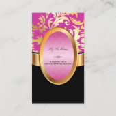 ピックスデザインズ Céline ダマスク、ピンク 名刺 (裏面)