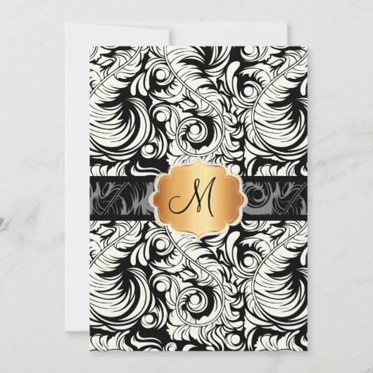 ピックスデザインズ DIY カラー ヴィンテージ プルーム ダマスク 招待状 (正面)