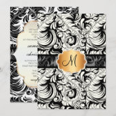 ピックスデザインズ DIY カラー ヴィンテージ プルーム ダマスク 招待状 (正面/裏面)