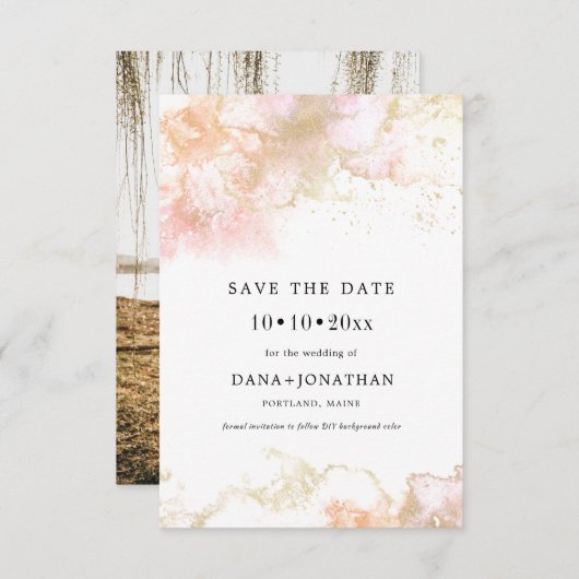 ピックスデザインズ H2 ピンクウェーブス フェイクメタリックフォーム セーブザデート (正面/裏面)