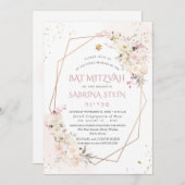 ピックスデザインズ H2 ブラッシュ ローズ バット ミッツヴァ 招待状 (正面/裏面)