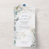 ピックスデザインズ H2 ラスティック ダスティーブルー ユーカリ ゴールド オールインワン招待状 (内側)