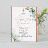 ピックスデザインズ H2 ラスティック ユーカリ 初領聖体 箔招待状 (立ち正面)