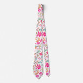 ピックスデザイン ウィリアムモリス風 ピンク ブルー ネクタイ (正面)