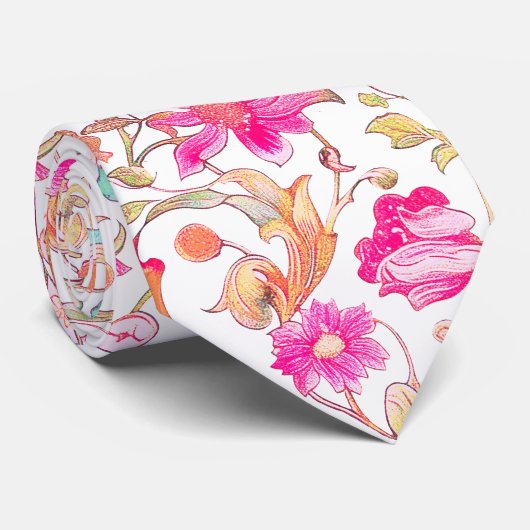 ピックスデザイン ウィリアムモリス ピンク ブルー ネクタイ (ロール)