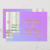 ピックスデザイン ピンク/ブルー タリット 娘の成人式 カラー 招待状 (正面/裏面)