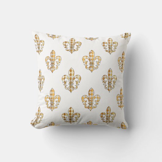 ピックスデザイン フルール・ド・リス/ゴールド/ホワイト/DIY 背景 クッション (正面)