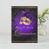 ピックスデザイン ロッシ ダマスク/マスカレード/DIY/パープル 招待状 (スタンド正面)