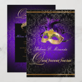 ピックスデザイン ロッシ ダマスク/マスカレード/DIY/パープル 招待状 (正面/裏面)