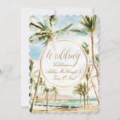 ピックスデザイン ヴィンテージ ハワイアン ビーチ/ライトブルー 招待状 (正面)