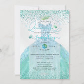 ピックスデジネスキンセアニェラアクアティール(緑がかった色)グリッターガウン 招待状 (裏面)