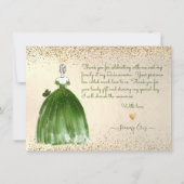 ピックスデジンキンセアニェラエメラルドグリーンドレス 招待状 (裏面)