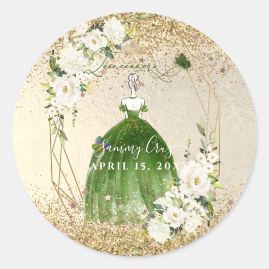 ピックスデジンキンセアニェラH2エメラルドグリーンドレス ラウンドシール (正面)