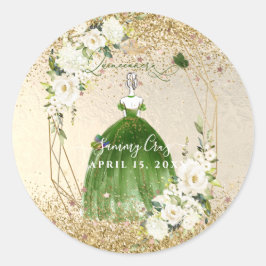 ピックスデジンキンセアニェラH2エメラルドグリーンドレス ラウンドシール