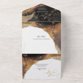 ピックスデジンズコズミックブラック金ゴールドバー（ユダヤ教の）バル・ミツバー オールインワン招待状 (外側)