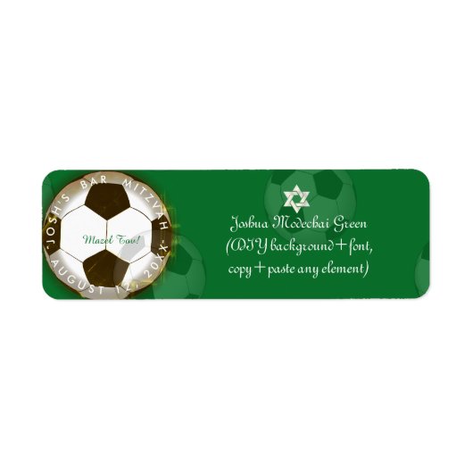 ✡ピックスデジンズサッカーバー（ユダヤ教の）バル・ミツバー ラベル (正面)