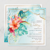 ピックスデジンズトロピカルパラダイスビーチ波 招待状 (正面/裏面)