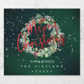 ピックスデジンズホリデー応援ウィンターリースエメラルド スパークリングワインラベル (シングルラベル)