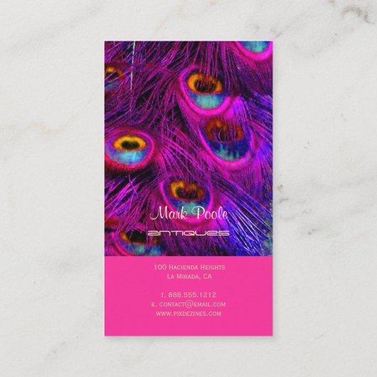 ピックスデジンピーコックフェザー/ホットピンク 名刺 (裏面)