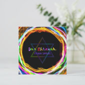 ピックスデジンレトロネオンカラーリングや輪バー（ユダヤ教の）バル・ミツバー 招待状 (スタンド正面)