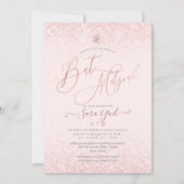 ピックスデジン赤面ピンクフェイクグリッターバルミツワー 招待状 (正面)