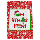 ピックボールああ何おもしろい赤と白クリスマス ミディアムペーパーバッグ (裏面)