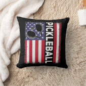 ピックボールおもしろいアメリカ国旗Pickleball Lover Vi クッション (ブランケット)