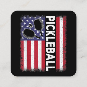 ピックボールおもしろいアメリカ国旗Pickleball Lover Vi スクエア名刺