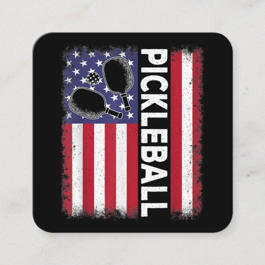 ピックボールおもしろいアメリカ国旗Pickleball Lover Vi スクエア名刺 (正面)