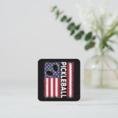 ピックボールおもしろいアメリカ国旗Pickleball Lover Vi スクエア名刺 (スタンド正面)