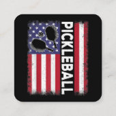 ピックボールおもしろいアメリカ国旗Pickleball Lover Vi スクエア名刺 (裏面)