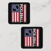 ピックボールおもしろいアメリカ国旗Pickleball Lover Vi スクエア名刺 (正面/裏面)