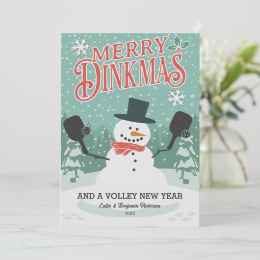 ピックボールおもしろい雪だるまメリークリスマスディンクマス シーズンカード (スタンド正面)