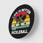 ピックボールで人生は良い ラウンド壁時計 (傾斜)
