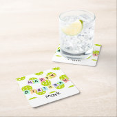 ピックボールとハッピーバースデーバナー スクエアペーパーコースター (インサイチュ)