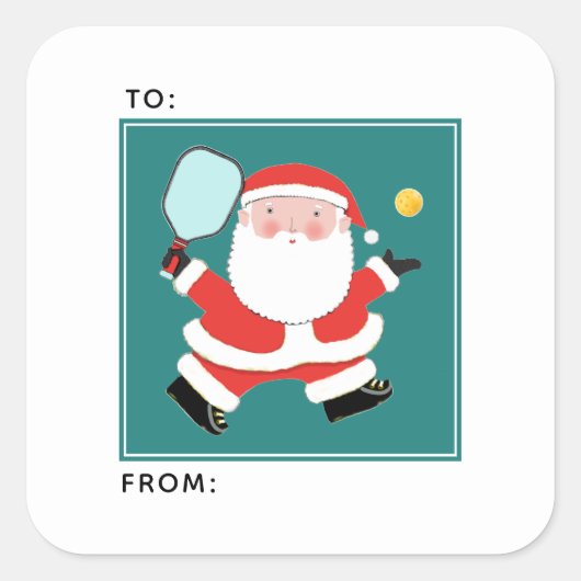 ピックボールのクリスマスギフトタグ スクエアシール (正面)