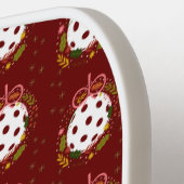 ピックボールのクリスマスバウブルヴィンテージパターン ピックルボールラケット (左詳細)