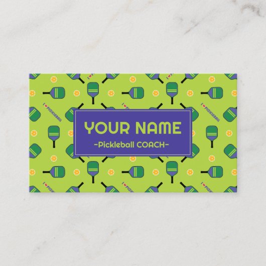 ピックボールのコーチ – 私はピックボール新鮮な緑が大好き 名刺 (正面)