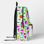 ピックボールのパドルとボールのレインボーパターン プリントバックパック (左)
